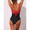 INSPIRE CHIC Women's Cut Out Adjustable Straps Crisscross Tie Back Swimwear Bathing Monokini Bikini Sets 1 Piece - 3 of 4
