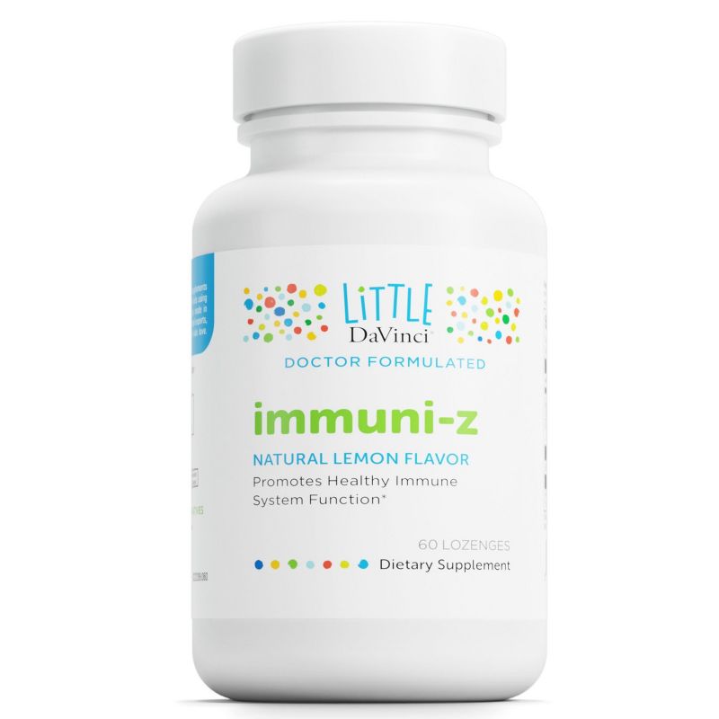 Little DaVinci Immuni-z - Kids Zinc Lozenge to Support Immune Health, Throat Tissue, Brain Health* - Lemon Flavor - 60 Lozenges, 1 of 7