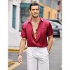 COOFANDY Men's Silk Short Sleeve Dress Shirts Casual Satin Button Up Shirts with Pocket Party Prom Wedding - 4 of 4