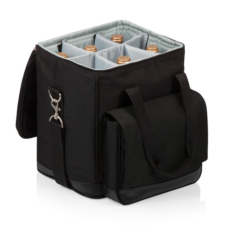 Picnic Time Six Bottle Wine Carrier and 2.25qt Cooler Tote - Black, 3 of 6