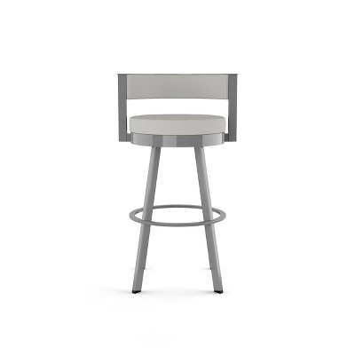Light Gray Swivel Bar Stool with Metal Frame