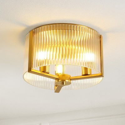 Jetra 12.5" Brass and Glass LED Flush Mount
