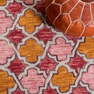 Handmade Red Wool Tufted 4' x 6' Rectangular Rug