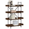 vidaXL 4-Tier Brown Oak Bookcase - Engineered Wood and Metal Frame, Industrial Style, Ample Storage Space for Books and Decor - 2 of 4