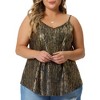 Agnes Orinda Women's Plus Size Spaghetti Strap Glitter Metallic Concert Outfits V Neck Camisoles - 2 of 4