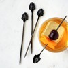 Viski Gunmetal Art Deco Cocktail Picks - Heavy Duty Toothpicks Stainless Steel Metal Drink Skewers Barware Accessories - Black 5inch Set of 4 - 3 of 4