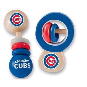 BabyFanatic Wood Rattle 2 Pack - MLB Chicago Cubs Baby Toy Set - 1 of 4
