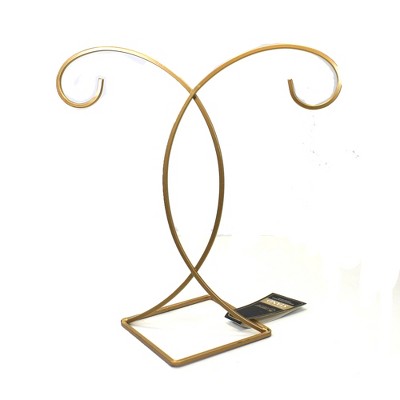 Christmas 9.75" Gold Square Base Ornament Stand Displayer  -  Decorative Easels Or Stands