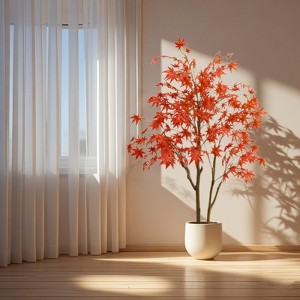 Tall Autumn Maple Faux Tree with Pot for Living Room, Home, Seasonal Displays - 1 of 4