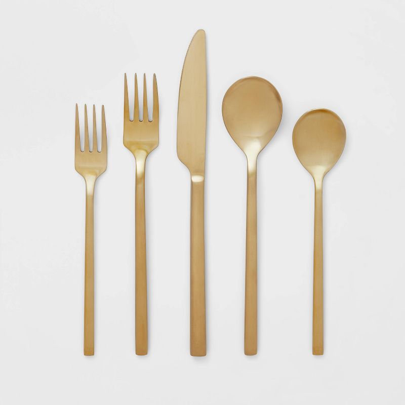 20pc Ashby Flatware Set Champagne - Threshold&#8482;, 1 of 12