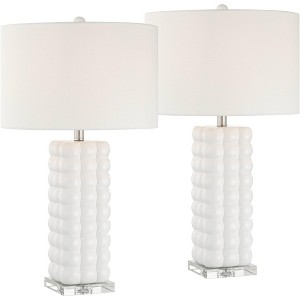 360 Lighting Norma 28" High Textured Bubble White Ceramic Table Lamp Set of 2 - 1 of 4