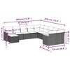 vidaXL 11 Piece Patio Sofa Set with Cushions Black Poly Rattan - Black and cream Without table - 3 of 4