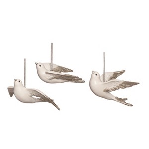 Transpac Resin Elegant Swallow Ornament Set of 3 Christmas Home Decorations - 1 of 1