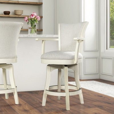 Williams 27" White Pepper Oak Wood Swivel Counter Stool