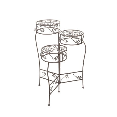 Transpac Metal 27.5 in. Silver Spring Collapsible Plant Stand