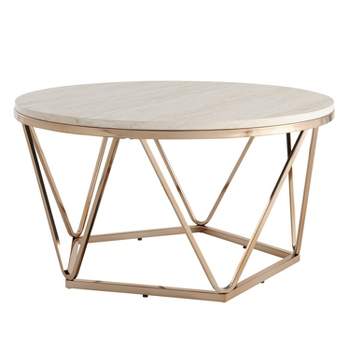 Amelia Round Faux Marble Cocktail Table Brass - Aiden Lane : Target