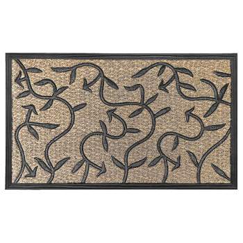 Kate Aurora Ironwork Scroll Designed Coir Bristled Outdoor All Season Welcome Mat With Rubber Trim - 18"x30"