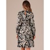 Allegra K Women's Mock Neck Swing Midi Long Sleeve A-line Floral Dress - 4 of 4