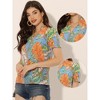 Allegra K Women's Summer Tropical Floral Printed Short Sleeve V Neck Tops - 2 of 4