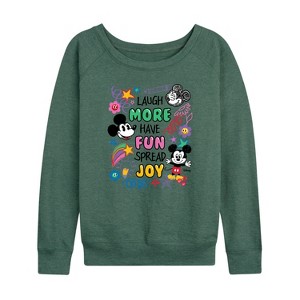Women's - Disney - Mickey Mouse Lightweight French Terry Wide Neck Long Sleeve Shirt - 1 of 4
