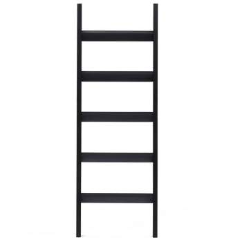 LuxenHome Black Wood 4.8ft Decorative Blanket Ladder Step Ladder
