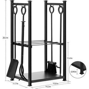 attop 2 Tiers Indoor Firewood Rack with 4 Hooks - Portable Outdoor Firewood Rack - 1 of 4