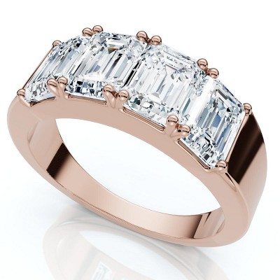 Pompeii3 2 1/4Ct Tetrad Diamond Ring Emerald Cut Anniversary Band 14k Gold/Pt Lab Created