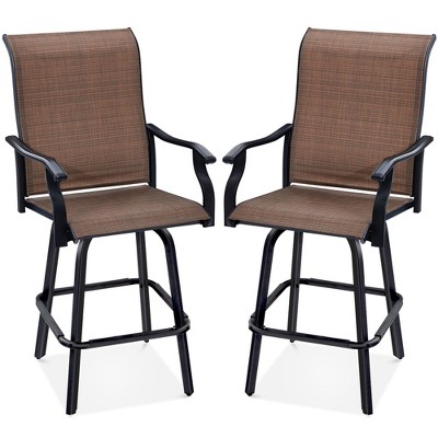 Best Choice Products Set of 2 Outdoor Swivel Bar Stools, Patio Barstool Chairs w/ 360 Rotation, All-Weather Mesh