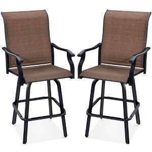 Best Choice Products Set of 2 Outdoor Swivel Bar Stools, Patio Barstool Chairs w/ 360 Rotation, All-Weather Mesh - 1 of 4