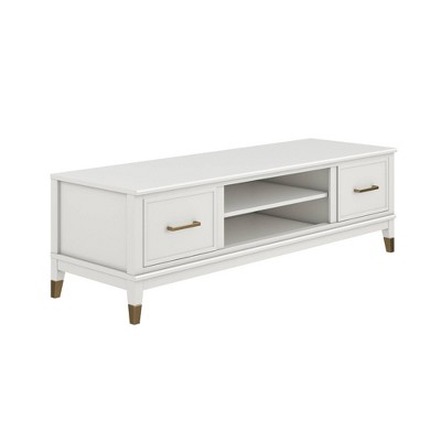 Westerleigh Crisp White 66" TV Stand with Gold Accents