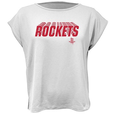 NBA Houston Rockets Women's White Round Neck Short Sleeve T-Shirt