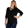 24seven Comfort Apparel Womens Criss Cross Round Hemline Plus Size Tunic Top - 2 of 4