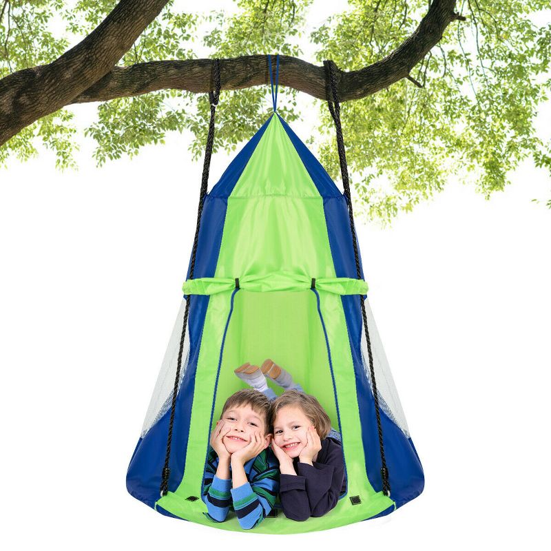 Costway 40'' Kids Hanging Chair Swing Tent Set Hammock Nest Pod Seat, 1 of 11