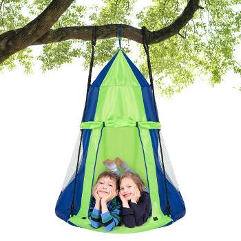 Costway 40'' Kids Hanging Chair Swing Tent Set Hammock Nest Pod Seat