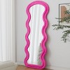 SEVOBAL Full Length Mirrors Wavy Floor Soft Flannel Fabric Frame, Modern Freestanding or Wall-Mounted Mirror for Bedroom, Pink, 66.5"*26.77"*2.8" - 2 of 4
