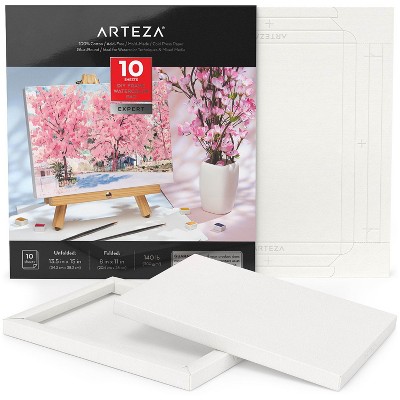 Arteza Watercolor Paper Pad, White DIY Frame, Bleed-Proof Paper, 13.5"x15", DIY Ready-to-Hang Artwork Kit - 10 Sheets (ARTZ-3950)