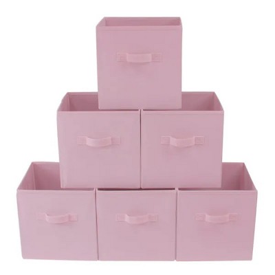 Racxily 6 Pack Collapsible Cube Fabric Storage Bins with handle, 10.5" x 10.5" Storage Containers for Organizing Storage Box