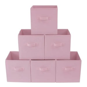 Racxily 6 Pack Collapsible Cube Fabric Storage Bins with handle, 10.5" x 10.5" Storage Containers for Organizing Storage Box - 1 of 4