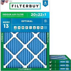 Filterbuy 20x22x1 Air Filter (4-Pack), Pleated MERV 13 Health Defense Replacement HVAC AC Furnace Filters (Actual Size: 19.50 x 21.50 x 0.75) - 1 of 4