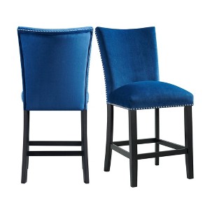 Set of 2 Celine Velvet Counter Height Barstools - Picket House Furnishings - 1 of 4