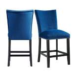 Set of 2 Celine Velvet Counter Height Barstools Blue - Picket House Furnishings