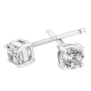 ShineHigh Unisex Cubic Zirconia Stud Earrings Rhodium-Plated Round Cut CZ, Classic Sparkle for Men & Women, Multiple Sizes & Styles Available - 1 of 1