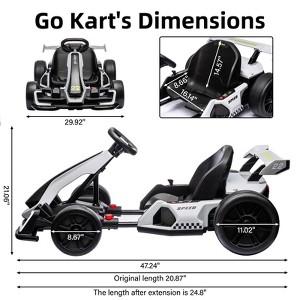 24V Go Karts for 6-12 Kids, Electric Ride on Drift Car with 2 x 150W Powerful Motors, 8mph Max Speed, Safety Belt, Music, Max Load 110lbs Ride on Toy - 1 of 4