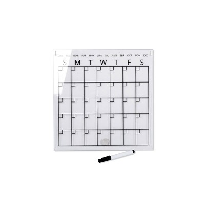 12" x 12" Acrylic Dry Erase Calendar Clear - New View