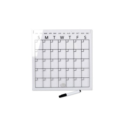 Acrylic Monthly Dry Erase Calendar, 16 x 16