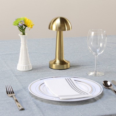 Gold Mini Metal Mushroom Cordless Touch Desk Lamp