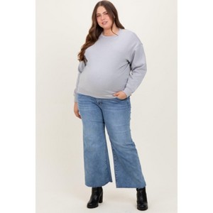 Pinkblush Blue Cut Hem Cropped Wide Leg Maternity Jeans - 1 of 4