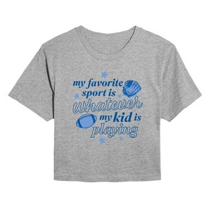Women's - Instant Message - My Favorite Sport Is Whatever My Kid Is Playing Cropped Graphic T-Shirt - 1 of 4