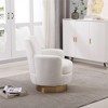 Teddy Swivel Barrel Chair, Swivel Accent Chairs Armchair for Living Room, Round Barrel Chairs with Gold Stainless Steel Base - 3 of 4