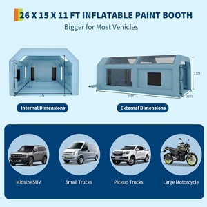Inflatable Paint Booth with Dual Blowers, Large Spray Booth Tent for Car Painting, Motorcycle, Garage Furniture & DIY Parts, Blue - 1 of 4